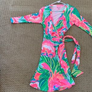 Lilly Pulitzer wrap dress. Super fun, bright. Worn once